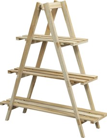 Outsunny Piramis alakú összecsukható fa virágtartó - Fa növényállvány 3 polccal - Méretek: 100L x 36W x 112H cm - Könnyű tömör fenyő | Aosom