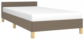 tópszínű szövet ágykeret fejtámlával matrac nélkül 90x200 cm