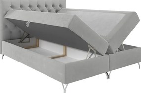 Boxspring ágy, 180x200, világosszürke Velvet szövet, GULIETTE + ajándék