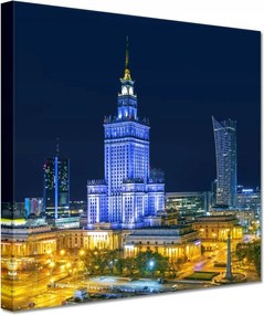 Vászonkép 60x60 Varsó éjszaka Palota