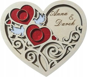 Fa Tálca Esküvői Gyűrű Tálca Szív Gravírozás Nevek Dátum Esküvő