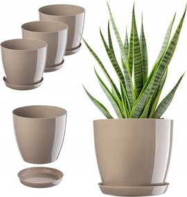 Virágtartó Fedő 18cm Virágágyás Állvánnyal Bézs Műanyag 3db