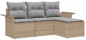 vidaXL Kerti Kanapé Szett párnával tárolóval 4 pcs Bézs Poli rattan