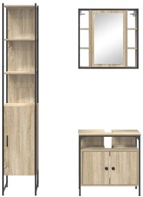 Fürdőszoba bútor szett 3 pcs sonoma tölgy 33 x 33 x 185.5 cm