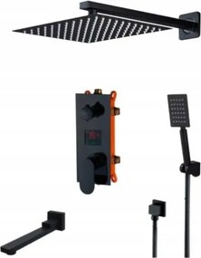 Süllyesztett Kijelző Kifolyócső Szett Matt Fekete 25CM