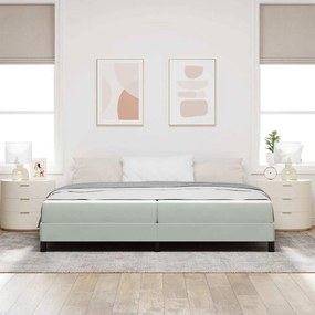 Boxspring ágy matraccal Világosszürke 200 x 200 cm Bársony