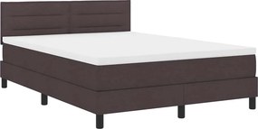 vidaXL Boxrugós ágy matracmal leddel Sötét Barna 140 x 200 cm szövet