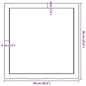 sötétbarna kezelt tömör tölgyfa fali polc 60x60x(2-6) cm