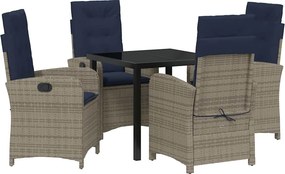 vidaXL Kert étkező szett párnával 5 pcs Szürke polirattan