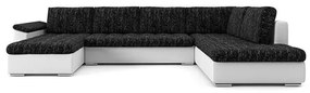 VEGAS 315/190 U alakú kinyitható kanapé Fekete / fehér ökobőr Jobb