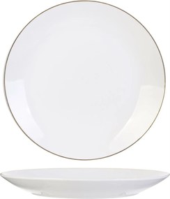 Fehér Étkezőtányér Pearl Gold 27 cm Arany Csíkos