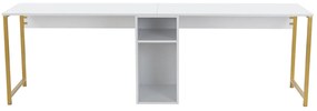 Íróasztal Twin Study Desk - Fehér, Arany