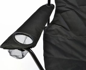 DIVERO® Kempingszék összecsukható italtartóval fekete