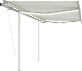 vidaXL krémszínű automata szélérzékelős és LED-es napellenző 3x2,5 m