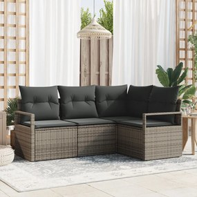 Kerti Kanapé Szett 4 pcs Szürke Poli rattan
