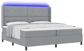 Boxspring Ágy Matraccal és LED Fény Szürke 200x200 cm Szövet