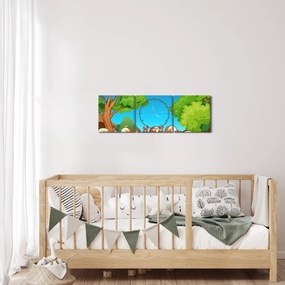 Kép - boldog mókusok (órával) (90x30 cm)