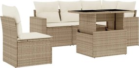 vidaXL 6 részes bézs polyrattan kerti ülőgarnitúra párnával