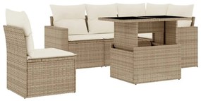 vidaXL 6 részes bézs polyrattan kerti ülőgarnitúra párnával