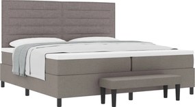 vidaXL Boxrugós ágy matracmal fejtámlával Tópszínű 200 x 200 cm szövet