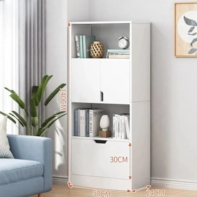 BeComfort könyvespolc polcos szekrény 50x24x109 cm fehér FUR1923-1