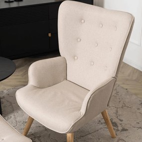 Füles Fotel Lábtartóval Bézs Színben. LOZANO 2