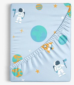 Goldea gyermek pamut körgumis lepedő - űrhajósok az űrben 140 x 200 cm