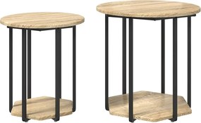 vidaXL Kisasztal készlet polcokkal 2 pcs Barna