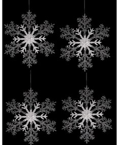 Karácsonyi dekorációs készlet Hópehely, 4 db, ezüst, 23 x 1 x 26 cm