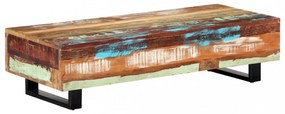 tömör újrahasznosított fa és acél dohányzóasztal 120x50x30 cm