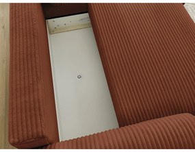 Téglavörös kordbársony kinyitható sarokkanapé (jobb oldali) Lucien – Bobochic Paris