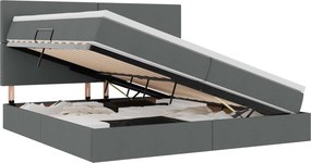 vidaXL Ágy tárolóval és matraccal Sötétszürke 200 x 200 cm Poliészter