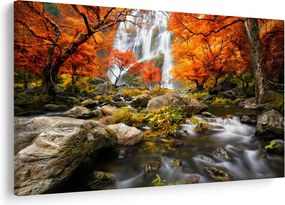 Kép - vízesések a narancssárga erdőben (90x60 cm)