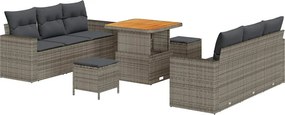 vidaXL Kerti Kanapé Szett 9 pcs Szürke polirattan