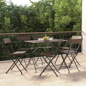 6 db barna polyrattan összecsukható bisztrószék