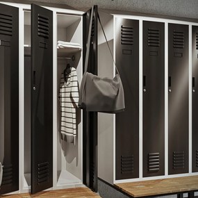 Fém öltözőszekrény paddal és tetővel KACPER II PRO, 600 x 2295 x 850 mm, szürke-antracit