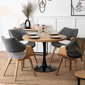 Étkezőasztal 100 cm méretben, arany tölgy/fekete színben LINO