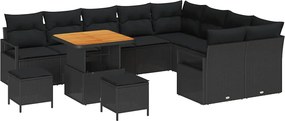 vidaXL Kerti Kanapé Szett párnával tárolóval párnával 12 pcs Fekete