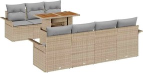 vidaXL Kerti Kanapé Szett tárolóval 8 pcs Bézs Poli rattan