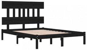 King Size fekete tömör fa ágykeret 150 x 200 cm