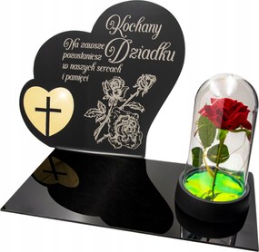 Dekoráció sírra Gravírozott Gyertyatartó alátét temetőbe Rózsa Nagyapának