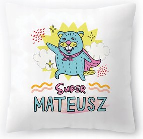 Fehér párna 40x40 cm Máténak, a gyermek fiának, fényképes mintával