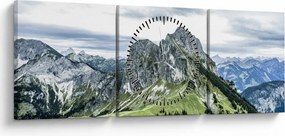 Kép - hegycsúcsok (órával) (90x30 cm)