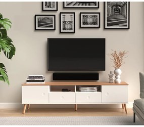 Dot fehér TV-állvány tölgyfa dekorral, szélesség 192 cm - Tenzo