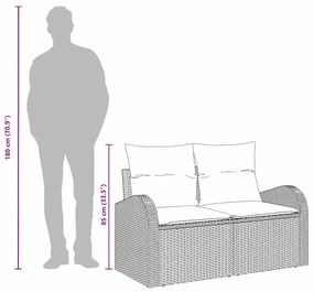 Kerti kanapé párnával Fekete 124 x 62 x 69 cm polirattan