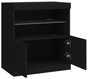 fekete tálalószekrény LED-világítással 60 x 37 x 67 cm