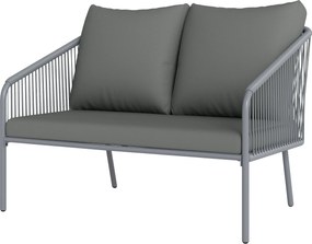 Outsunny Rattan Kerti Kanapé Párnákkal, 2-Fős Kültéri Balkon Kanapé, Polyrattan Kerti Bútor 112 x 72 x 76 cm Szürke | Aosom