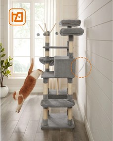 Macska kaparófa, macska házzal XXL, szürke 50x50x164cm