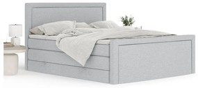 Világosszürke ágyneműtartós boxspring ágy 140x200 cm Lavenda – Maison de Rêve