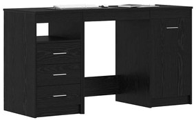 Asztal fiókkal polcokkal Musta tammi 140 x 50 x 76 cm Faanyag